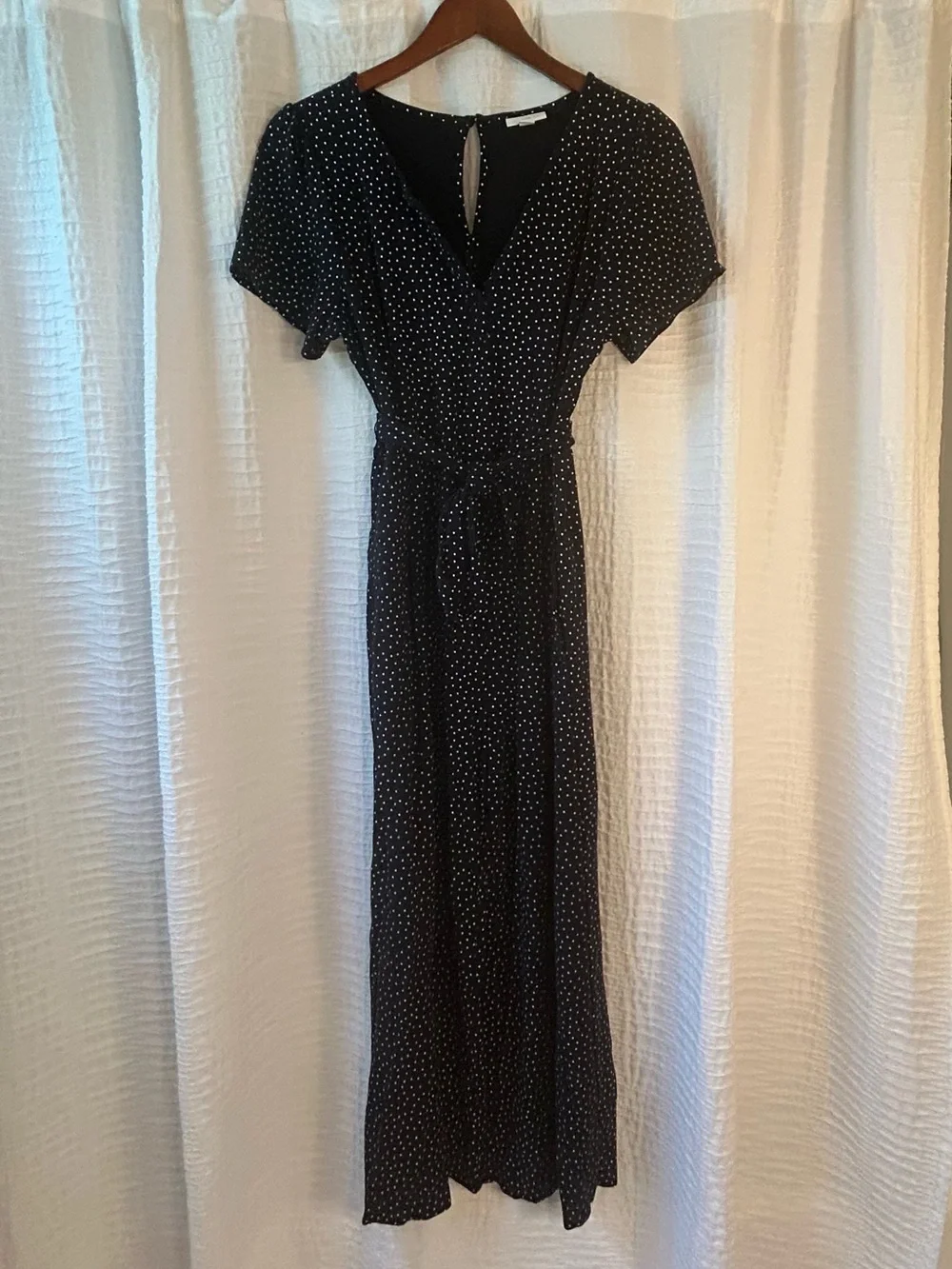 J. Jill Jumpsuit Navy White Polka Dot Short Sleeve